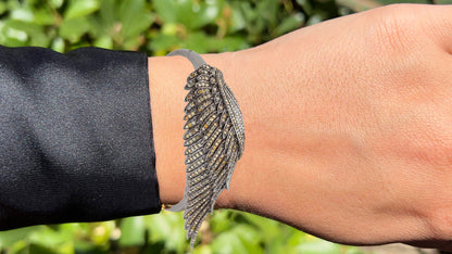 Multicolor Diamond Wing Bangle Bracelet 2.7 Carats
