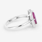 Ruby Ring With Diamonds 1.54 Carats 14K White Gold