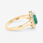 Zambian Emerald Ring With Diamonds 1.18 Carats 10K Yellow Gold