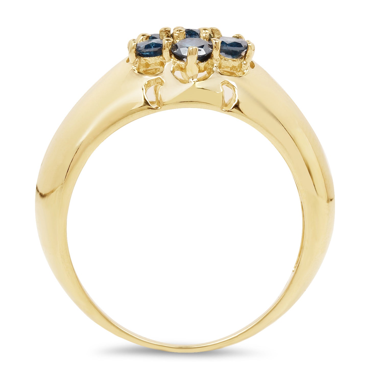 Blue Diamond Ring 0.96 Carats Gold Plated Silver