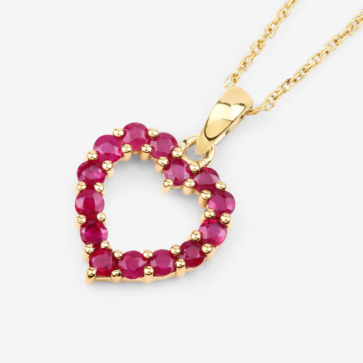 Ruby Heart Pendant 0.42 Carats 10K Yellow Gold