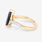 Blue Sapphire Ring With Diamonds 2.22 Carats 14K Yellow Gold