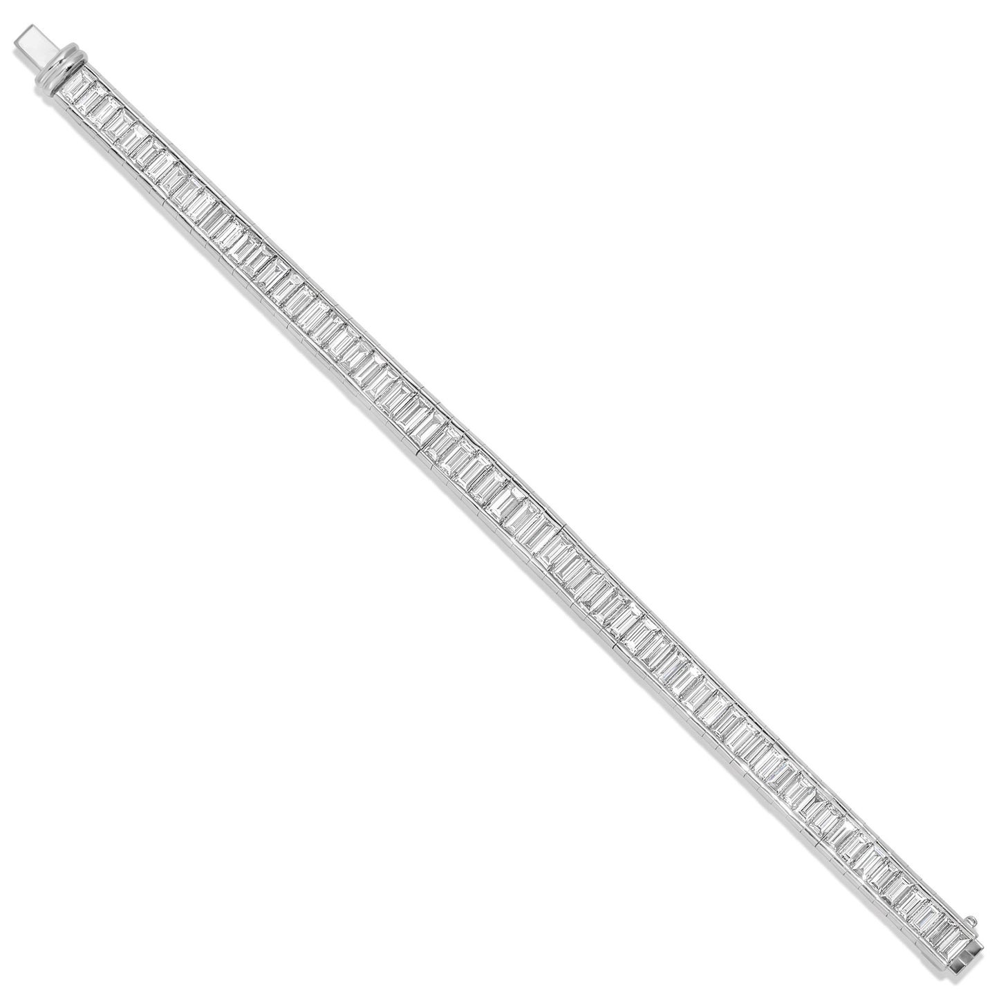 Baguette Cut Diamond Tennis Bracelet 15.69 Carats Platinum