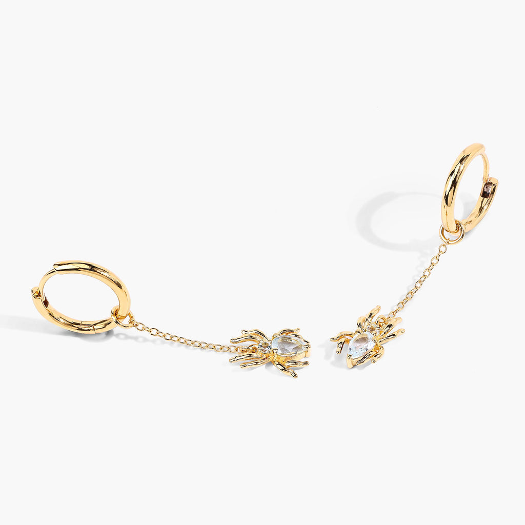 Blue Topaz Spider Earrings 0.54 Carats Gold Plated Silver