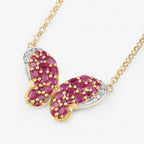 Ruby Butterfly Pendant With White Zircon 4.08 Carats Gold Plated Silver