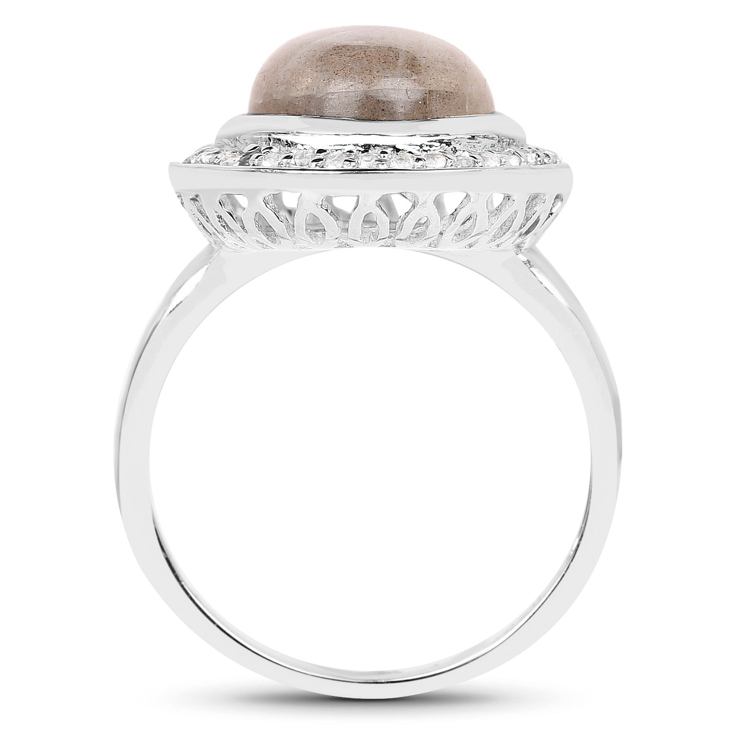 Labradorite Ring With White Topaz 5.4 Carats Sterling Silver