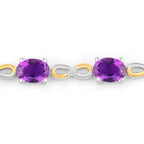 Amethyst Bracelet With White Topaz 3.24 Carats Gold Plated Sterling Silver