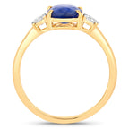 Blue Sapphire Ring With Diamonds 2.3 Carats 18K Yellow Gold