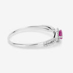 Ruby Ring With Diamonds 0.38 Carats 14K White Gold