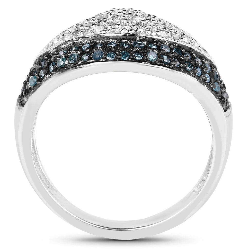 Multicolor Diamond Ring 0.46 Carats Sterling Silver