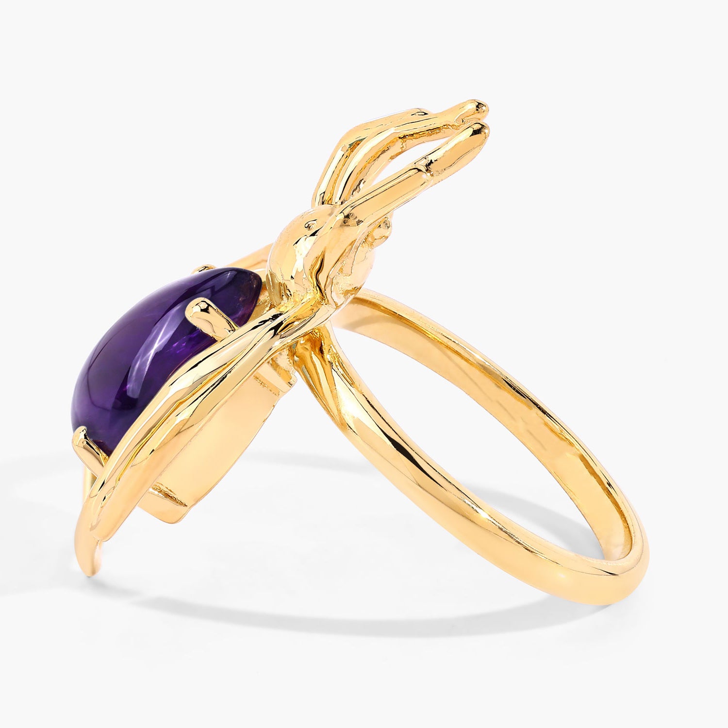 Amethyst Spider Ring 2.98 Carats Gold Plated Silver