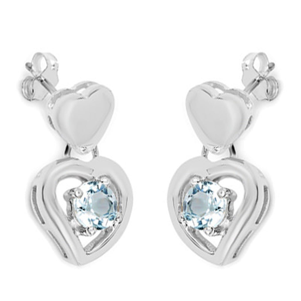Blue Topaz Heart Earrings 1.88 Carats Sterling Silver