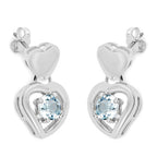 Blue Topaz Heart Earrings 1.88 Carats Sterling Silver
