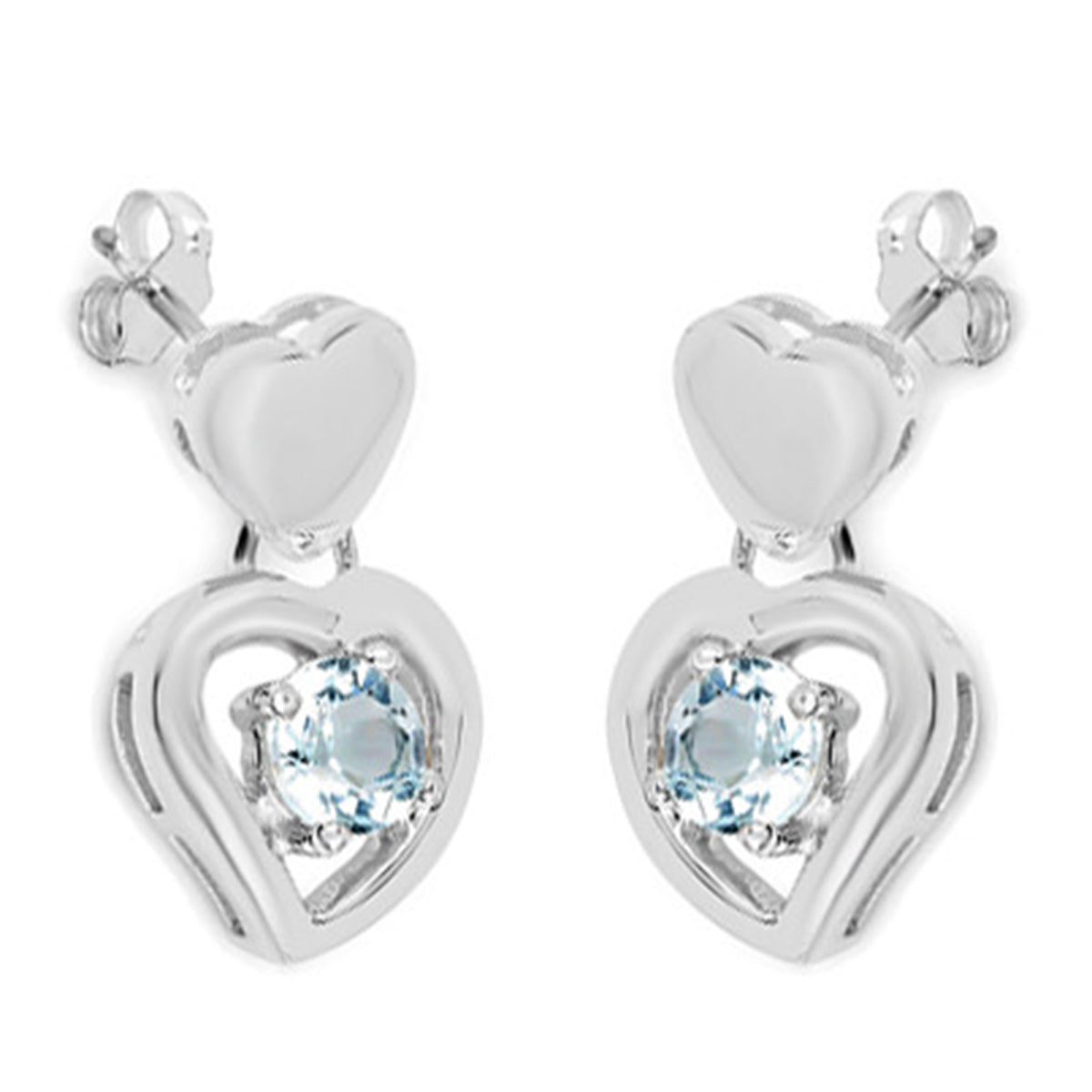 Blue Topaz Heart Earrings 1.88 Carats Sterling Silver