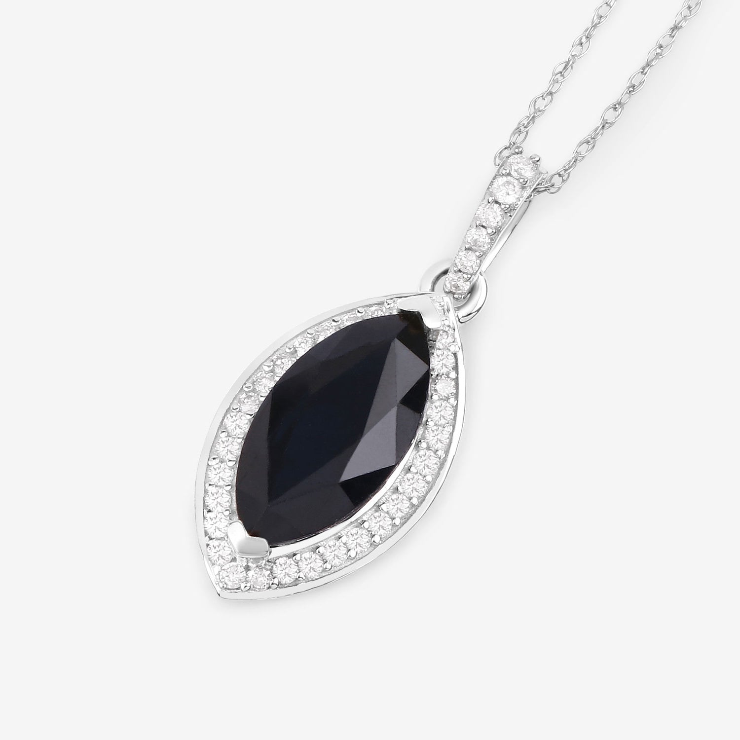 Blue Sapphire Pendant With Diamonds 2.24 Carats 10K White Gold