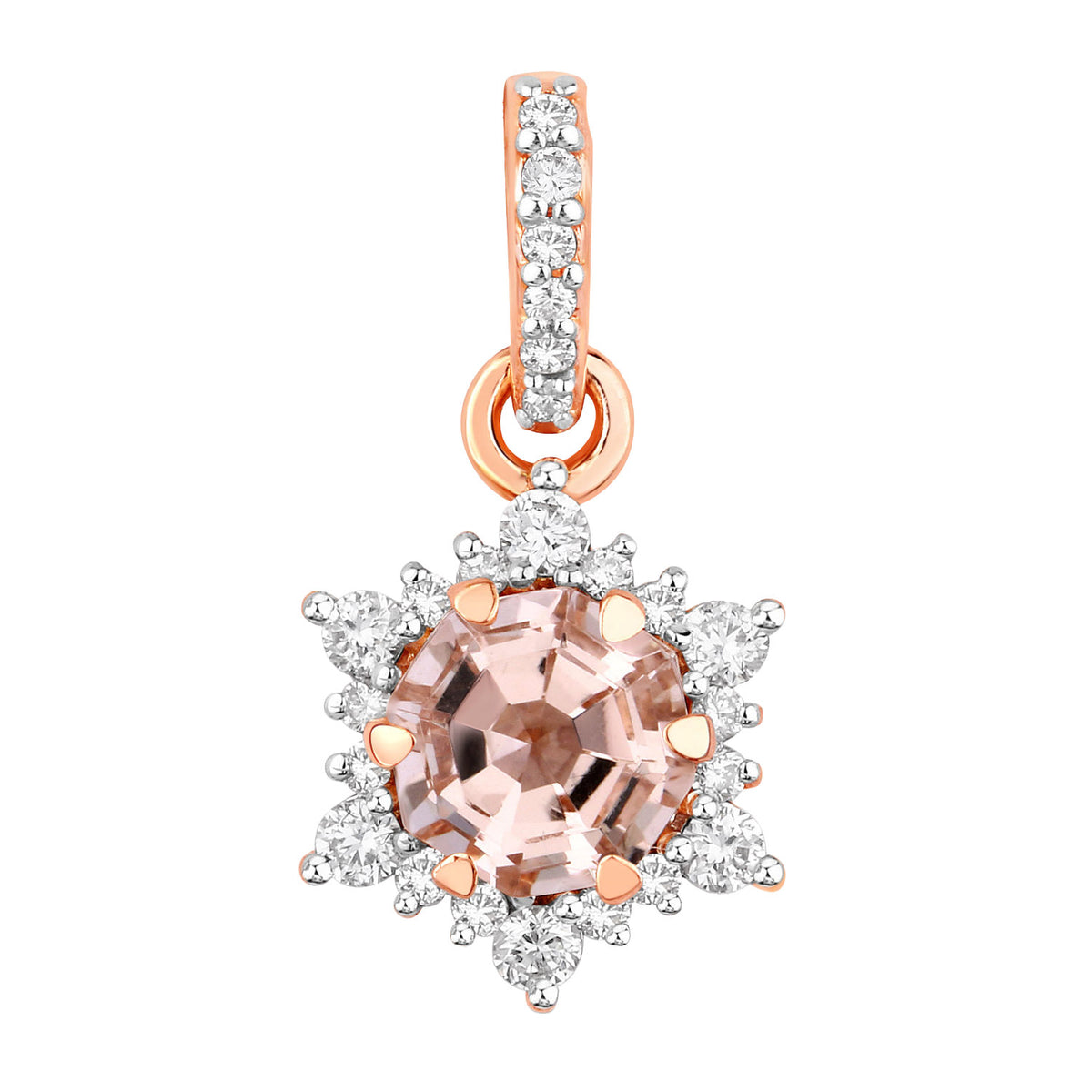Morganite Pendant With Diamonds 0.66 Carats 14K Rose Gold