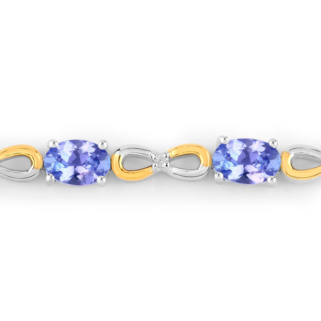 Tanzanite Bracelet With White Topaz 1.78 Carats Gold Plated Sterling Silver