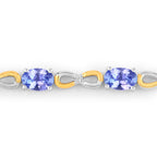 Tanzanite Bracelet With White Topaz 1.78 Carats Gold Plated Sterling Silver