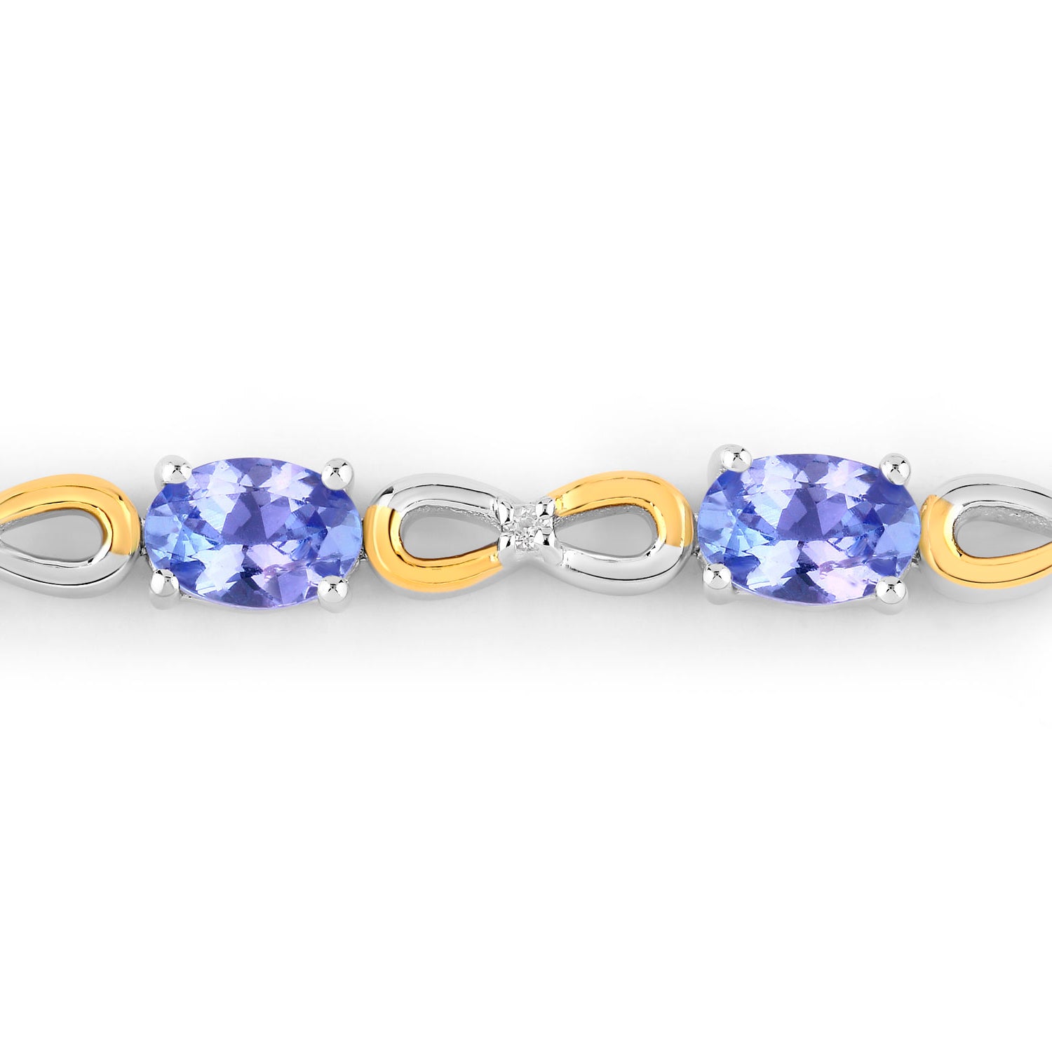 Tanzanite Bracelet With White Topaz 1.78 Carats Gold Plated Sterling Silver