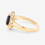 Blue Sapphire Ring With Diamonds 1.42 Carats 10K Yellow Gold