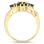 Chrome Diopside Flower Ring 1.22 Carats Gold Plated Silver