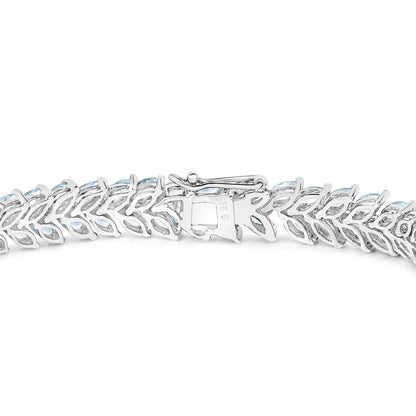 Aquamarine Tennis Bracelet 10.1 Carats Sterling Silver