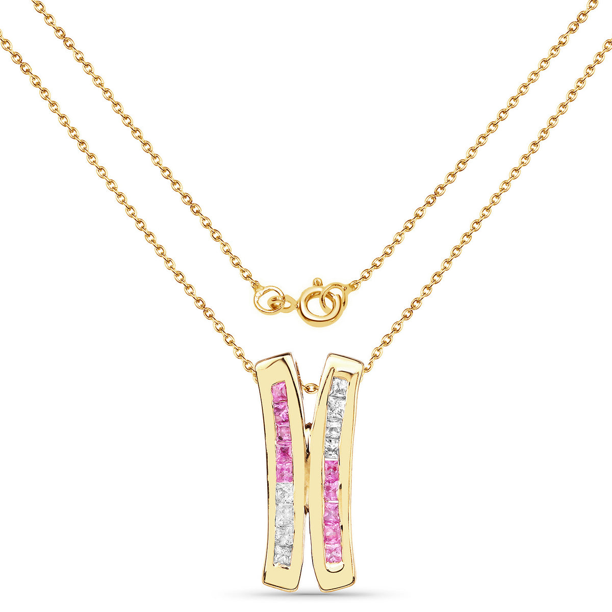 Multicolor Sapphire Pendant 1.04 Carats Gold Plated Silver