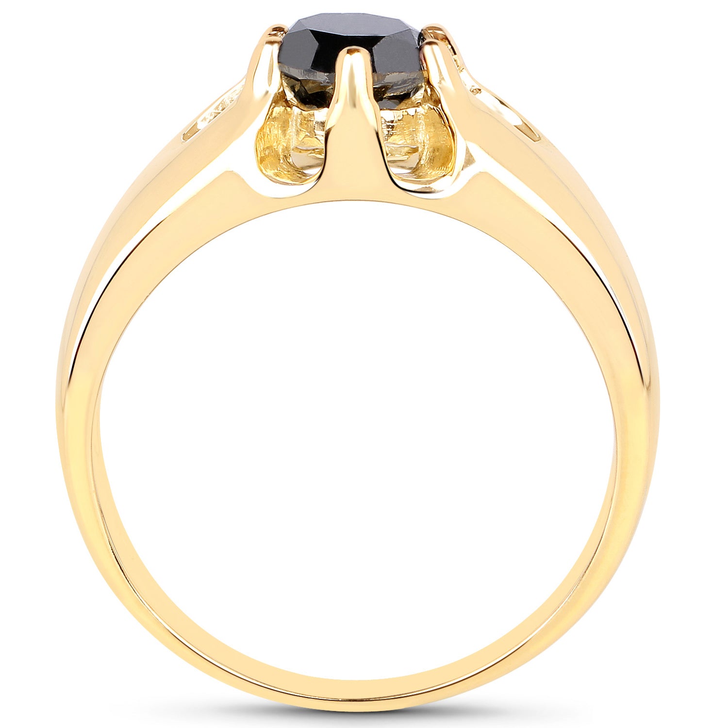 Black Diamond Ring 0.98 Carats Gold Plated Silver
