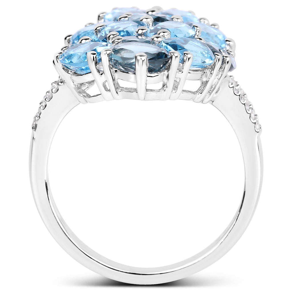 Multicolor Topaz Ring With White Zircon 6.76 Carats Sterling Silver