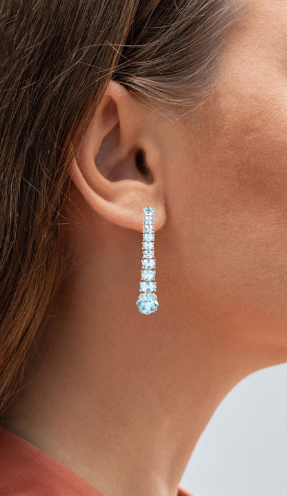 Blue Topaz Dangle Earrings 8.5 Carats 18K Gold Plated Silver