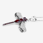Garnet Dragonfly Pendant With White Topaz 2.2 Carats Sterling Silver