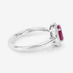 Ruby Ring With Diamonds 1.02 Carats 14K White Gold