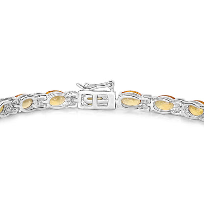 Natural Orange Sapphire Bracelet With Diamonds 16.7 Carats 14K White Gold