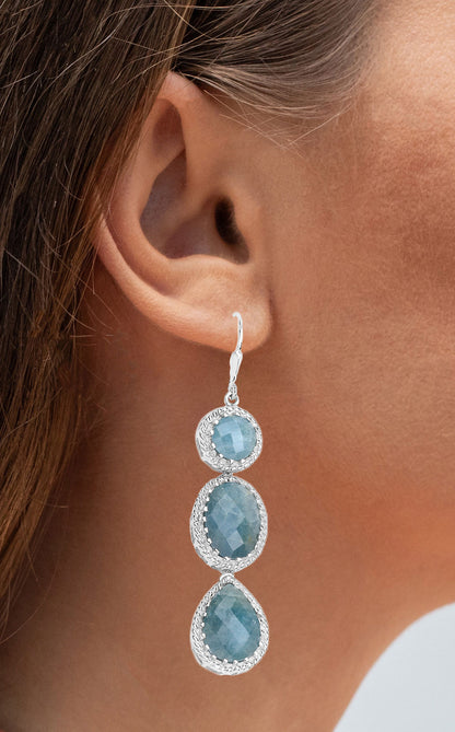Aquamarine Earrings 23.9 Carats Sterling Silver