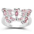 Pink Tourmaline Butterfly Ring 0.74 Carats Sterling Silver