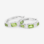 Peridot Hoop Earrings White Topaz 2.4 Carats Sterling Silver