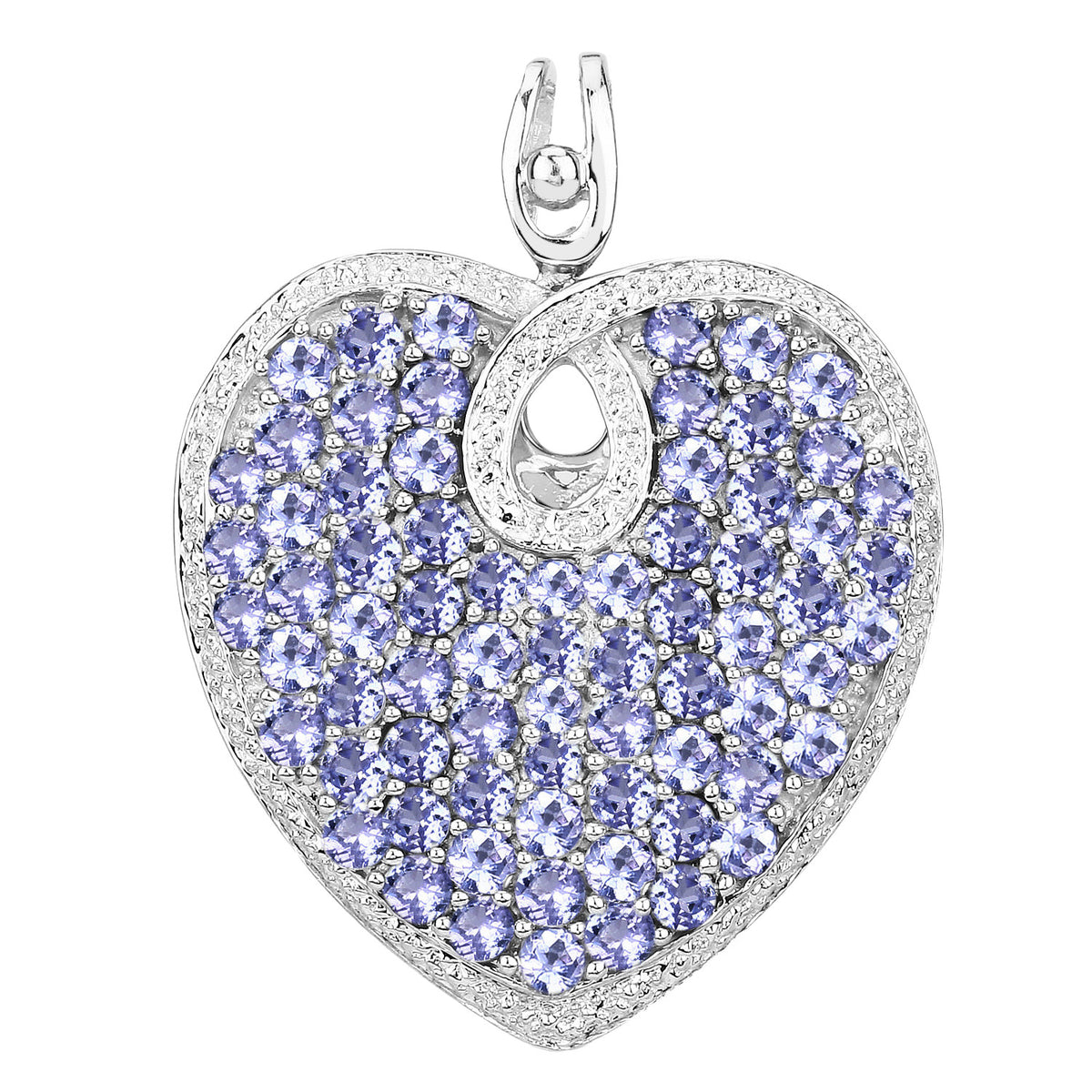 Tanzanite Heart Pendant 6.14 Carats Sterling Silver