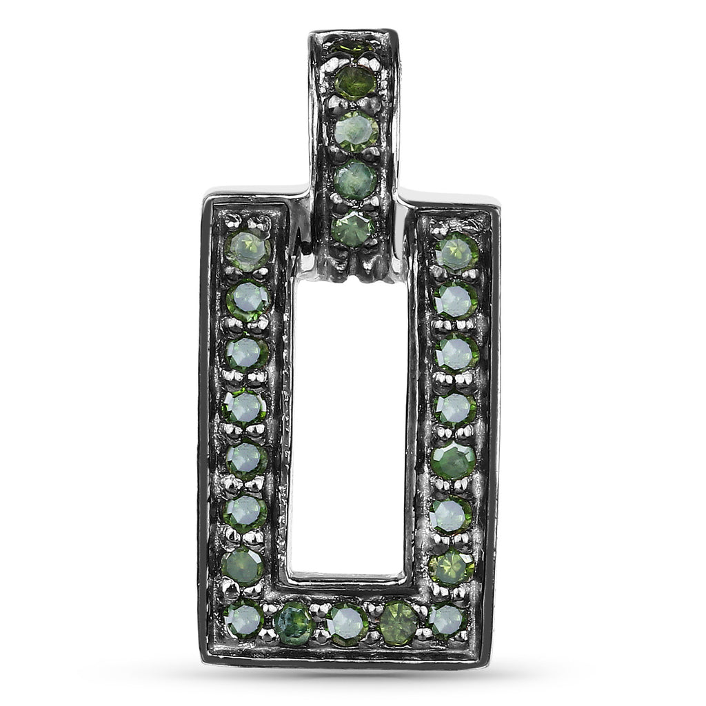 Green Diamond Pendant 0.34 Carats Sterling Silver