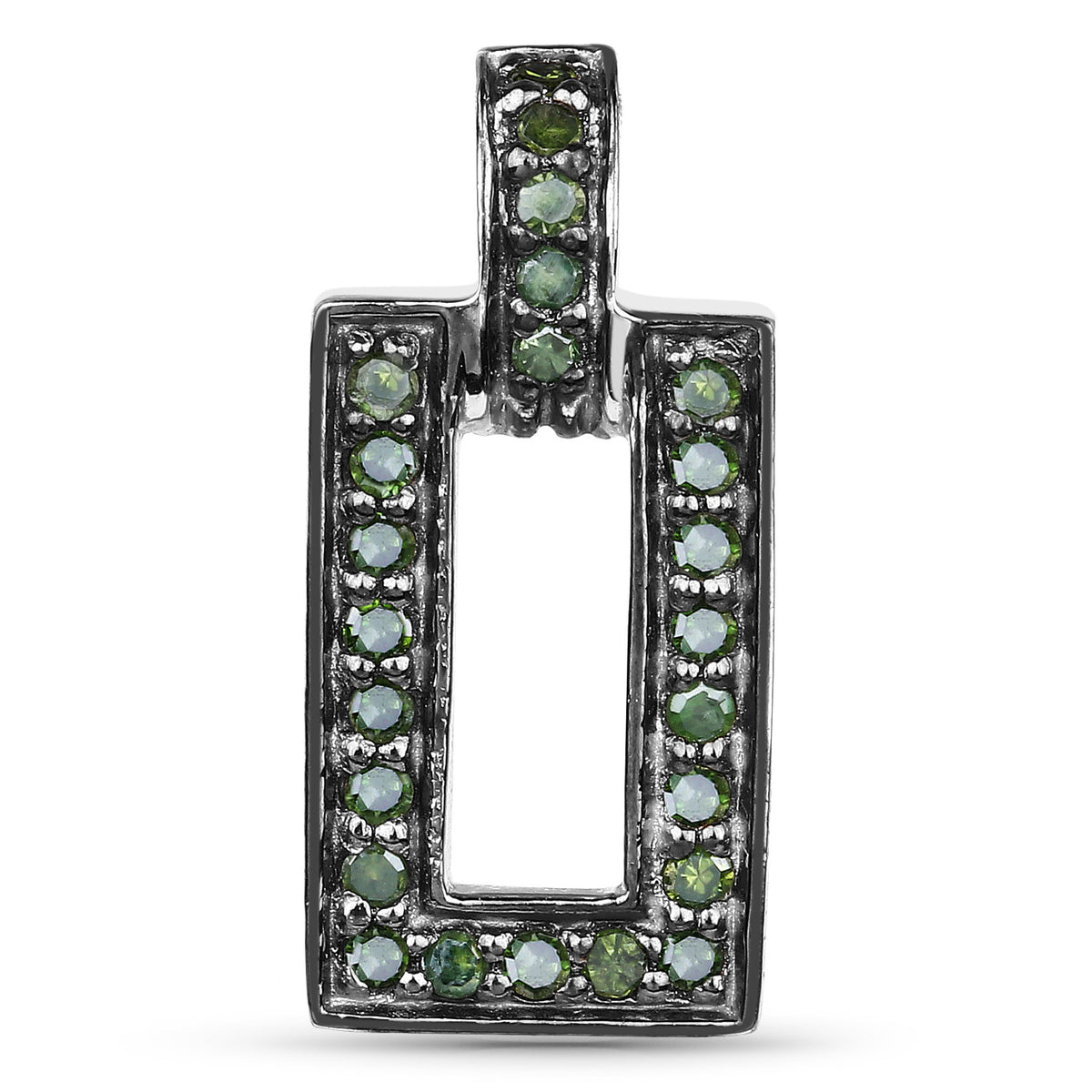 Green Diamond Pendant 0.34 Carats Sterling Silver