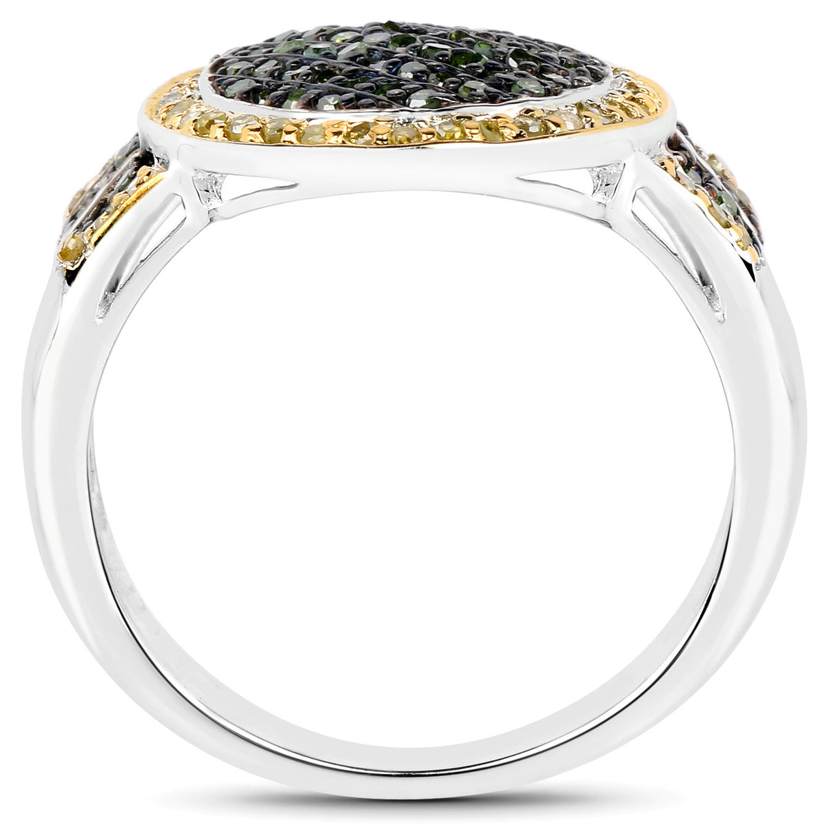 Multicolor Diamond Ring 0.42 Carats Sterling Silver