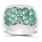 Emerald Ring With White Topaz 2.16 Carats Sterling Silver