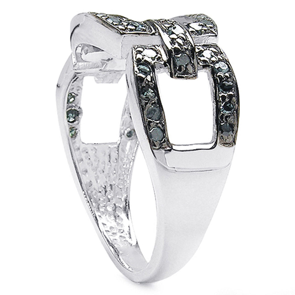 Blue Diamond Ring 0.34 Carats Sterling Silver