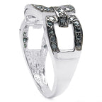 Blue Diamond Ring 0.34 Carats Sterling Silver