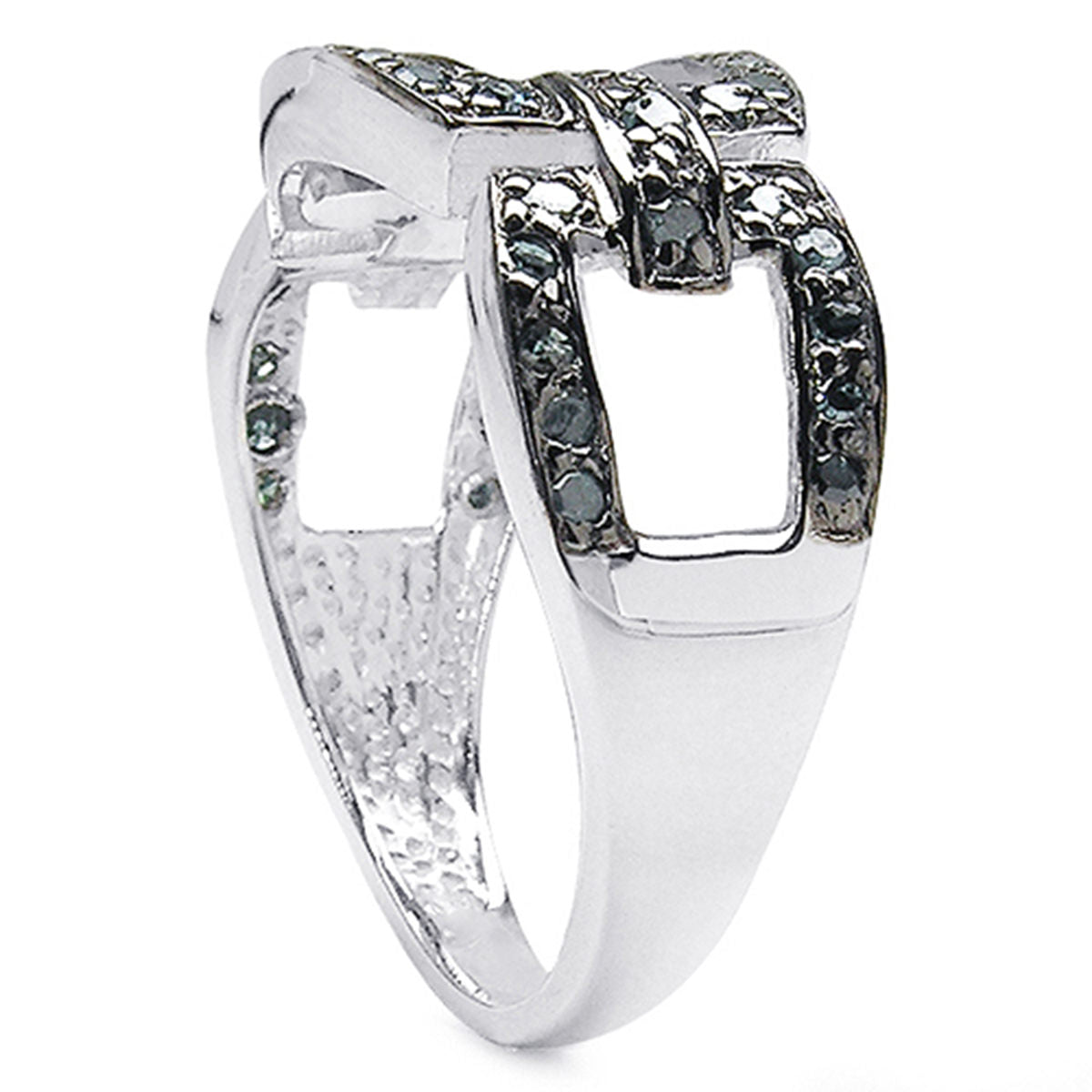 Blue Diamond Ring 0.34 Carats Sterling Silver