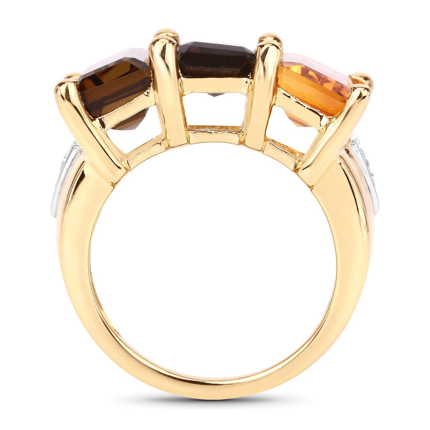 Natural Mixed Gemstones Ring 8.1 Carats Gold Plated Silver