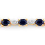 Blue Sapphire Bracelet With Diamonds 1.8 Carats Gold Plated Silver