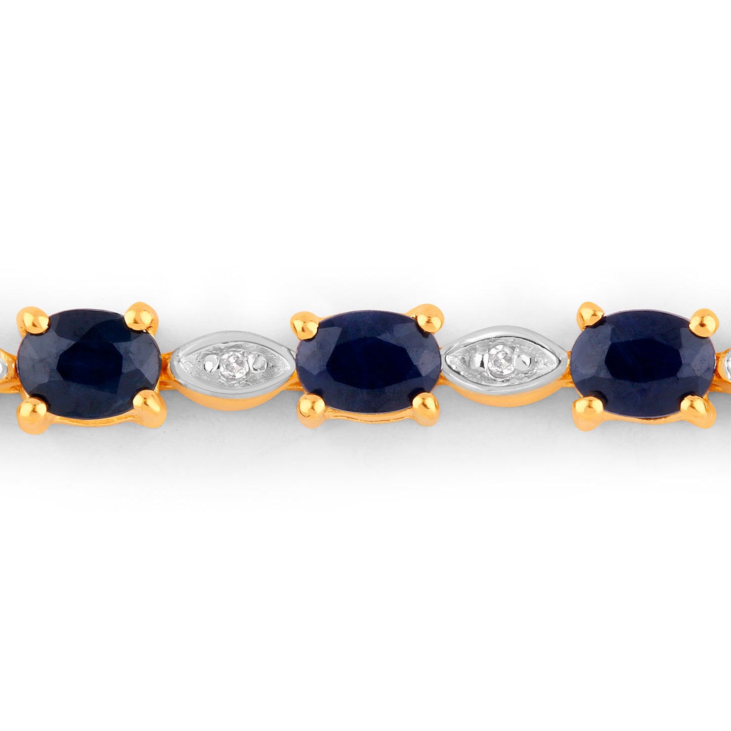 Blue Sapphire Bracelet With Diamonds 1.8 Carats Gold Plated Silver
