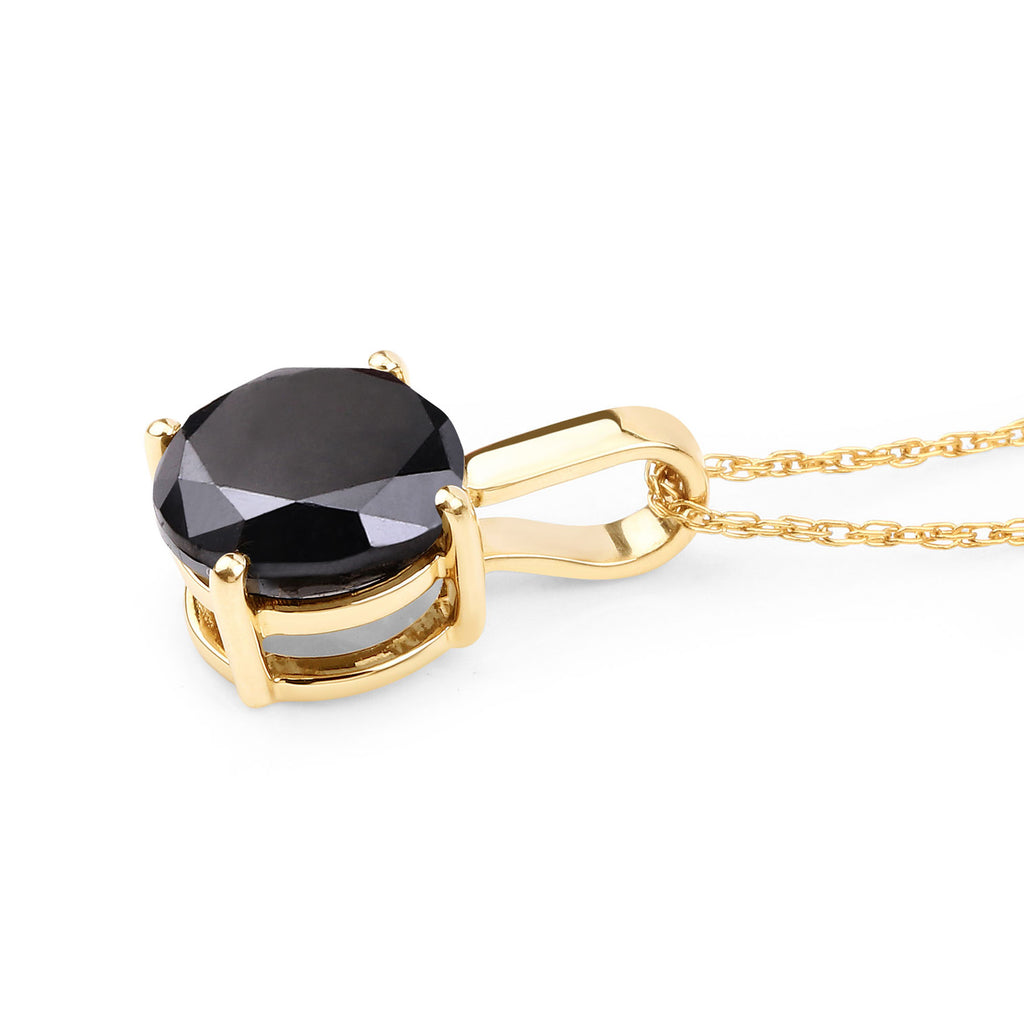 Black Diamond Pendant 3.1 Carats 14K Yellow Gold