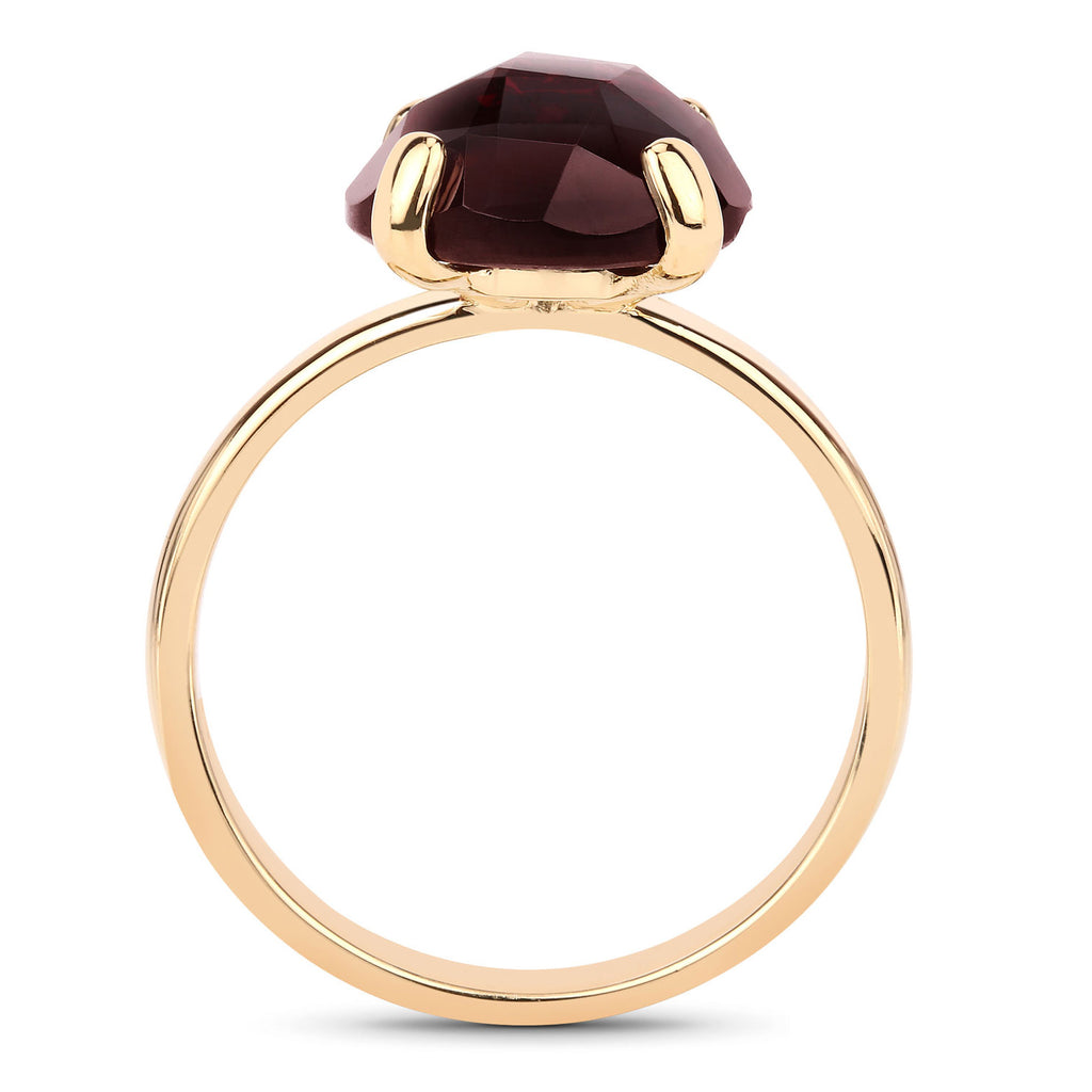 Garnet Ring 7.36 Carats Gold Plated Silver