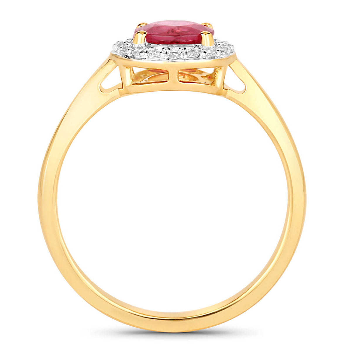 Ruby Ring With Diamonds 1.08 Carats 14K Yellow Gold